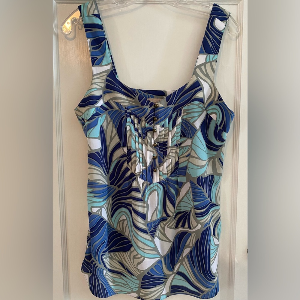 Banana Republic Size 10 Sleeveless Top/Tank Blue, White